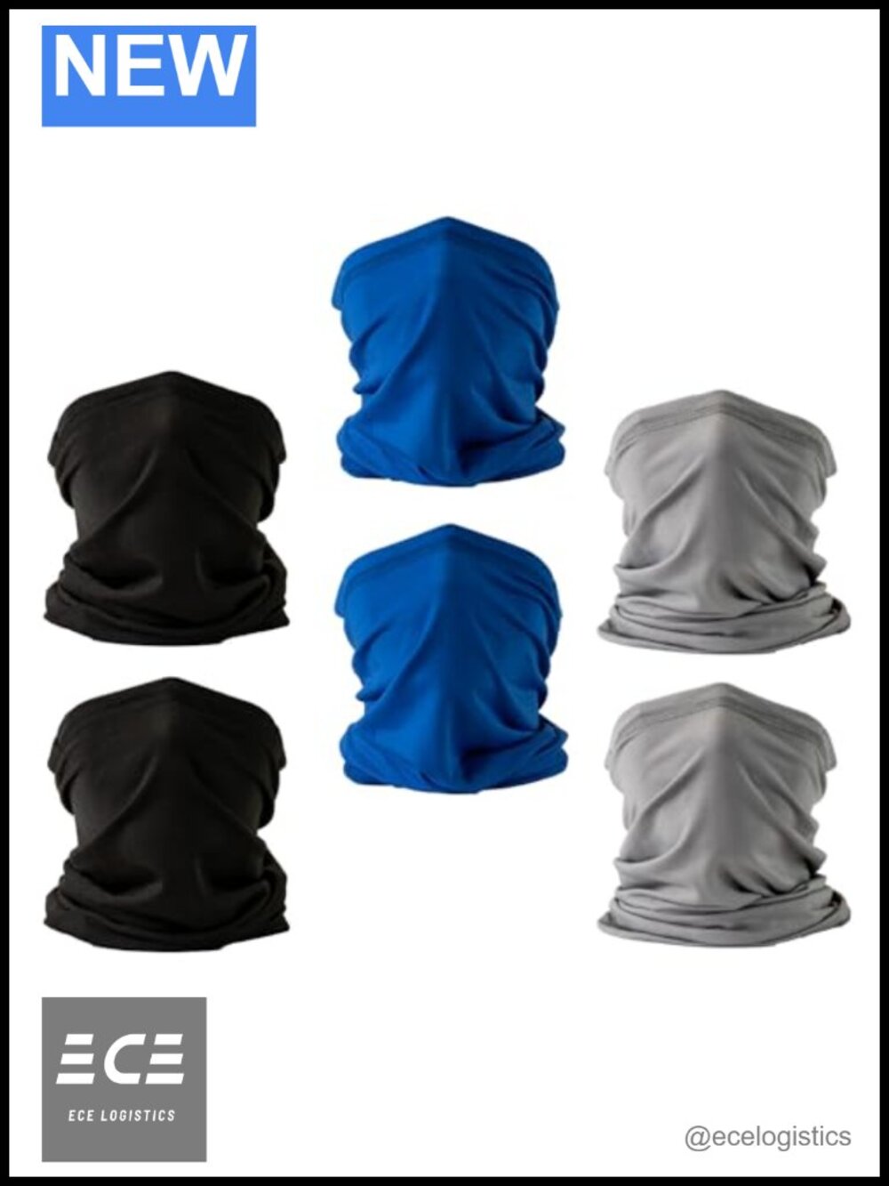 Unisex Neck Gaiter Face Cover 6 Pack Machine Washable Outdoor